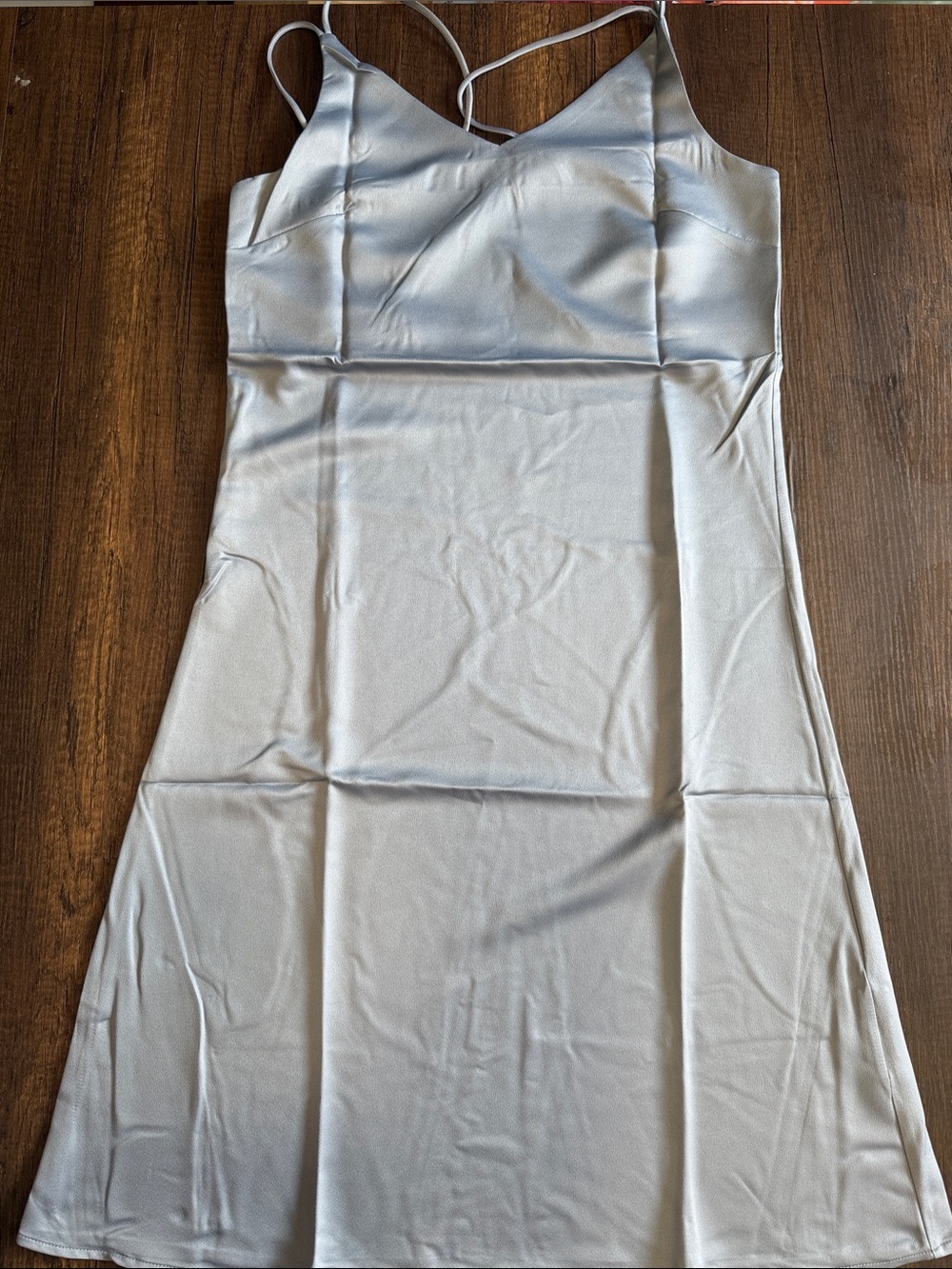White Satin Maxi Slip Dress with V-Neck and Spaghetti Straps
